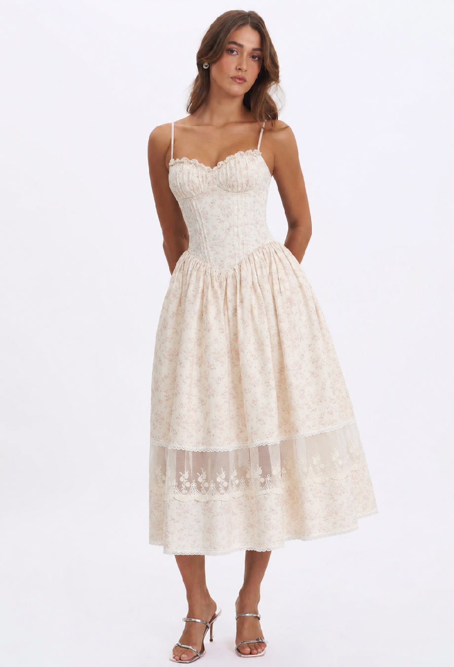 Josie Floral Midi Dress Blush