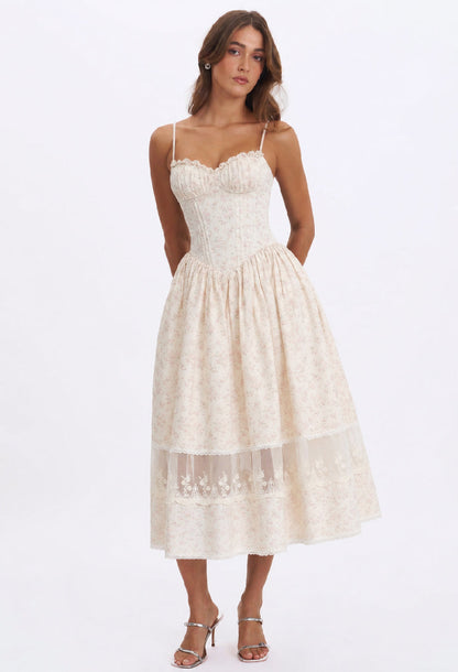Josie Floral Midi Dress Blush