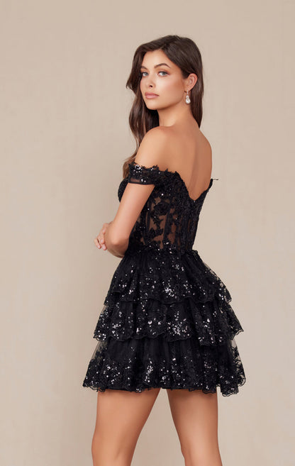 Brenna Mini Dress Off The Shoulder Tiered Cocktail Dress