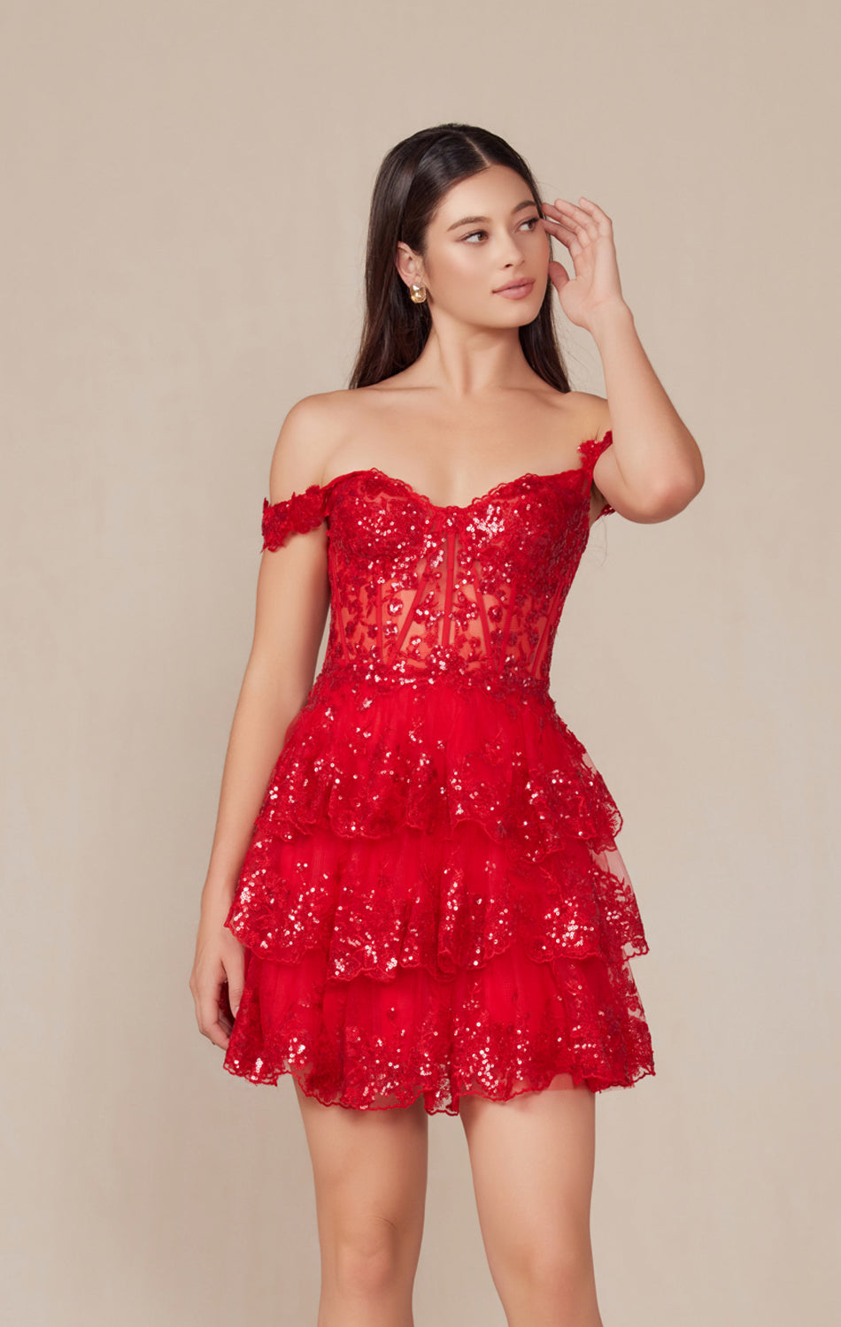 Brenna Mini Dress Off The Shoulder Tiered Cocktail Dress