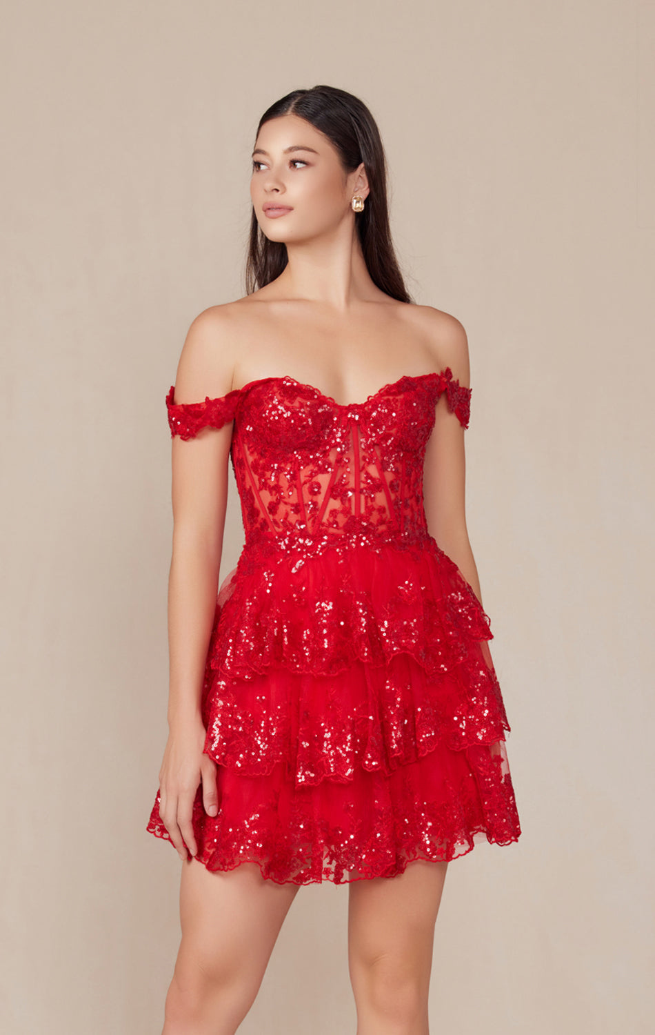 Brenna Mini Dress Off The Shoulder Tiered Cocktail Dress