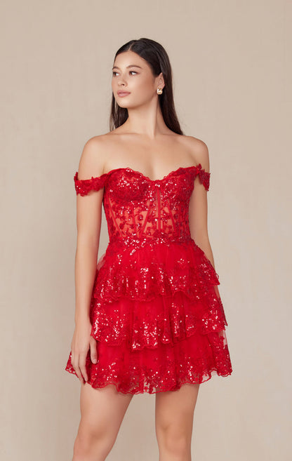 Brenna Mini Dress Off The Shoulder Tiered Cocktail Dress