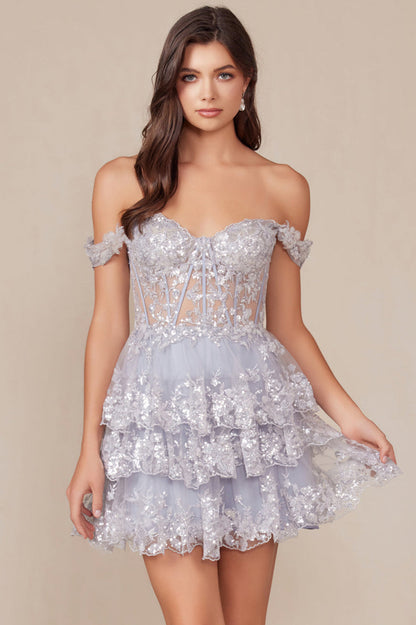 Brenna Mini Dress Off The Shoulder Tiered Cocktail Dress