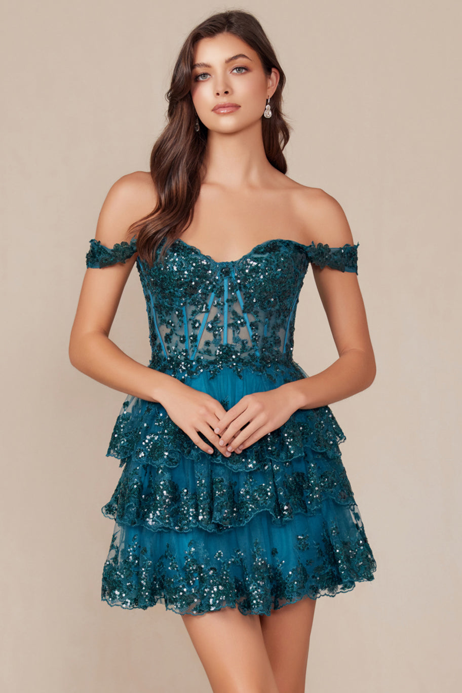 Brenna Mini Dress Off The Shoulder Tiered Cocktail Dress