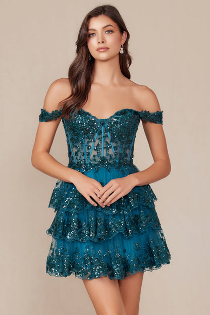 Brenna Mini Dress Off The Shoulder Tiered Cocktail Dress