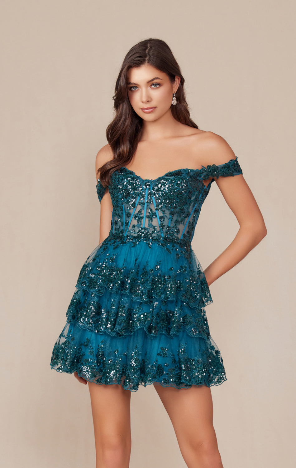 Brenna Mini Dress Off The Shoulder Tiered Cocktail Dress
