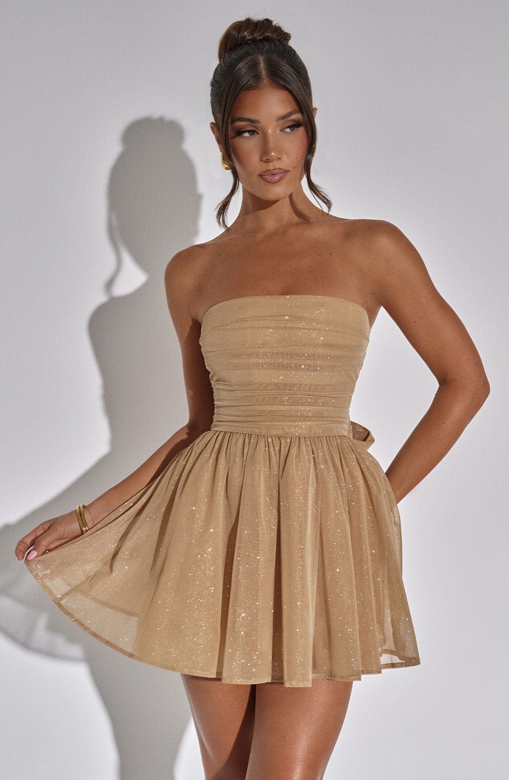 Katrina Mini Dress Gold Sparkle