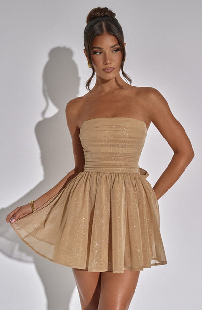Katrina Mini Dress Gold Sparkle