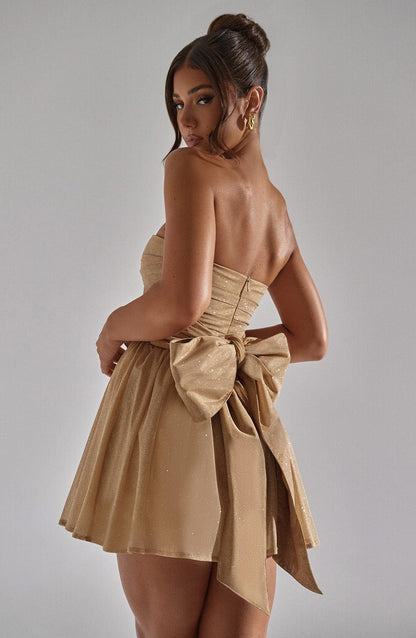 Katrina Mini Dress Gold Sparkle