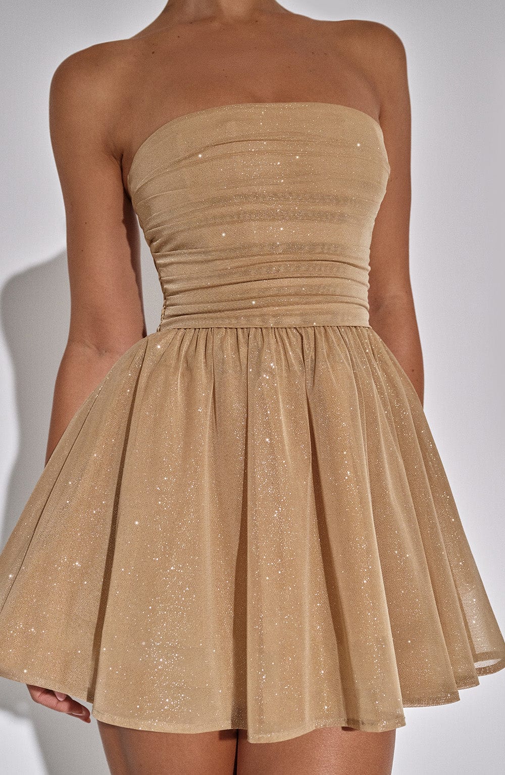 Katrina Mini Dress Gold Sparkle