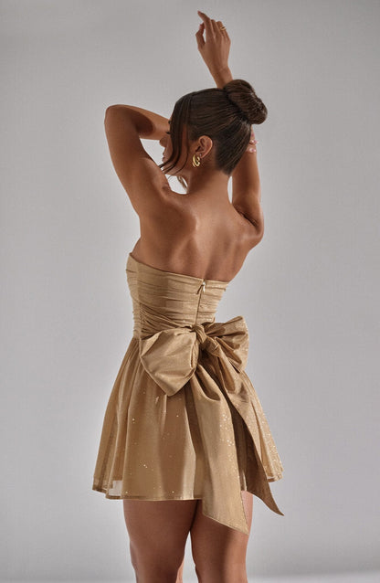 Katrina Mini Dress Gold Sparkle
