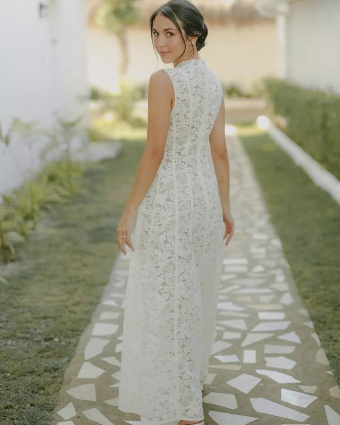Kinsley Lace Midi Dress White