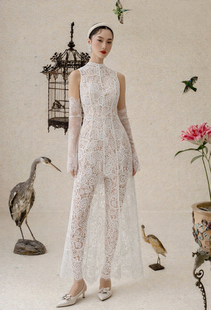 Kinsley Lace Midi Dress White (Version 2)
