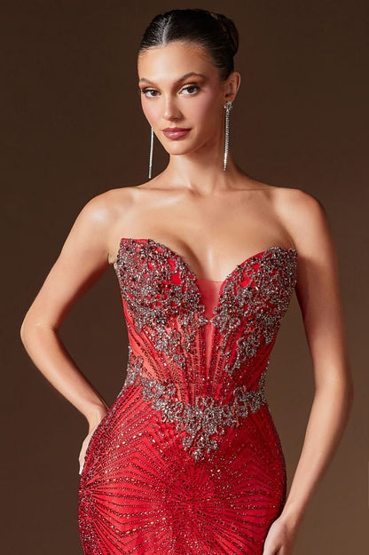 Jenna Gown Crystal Embellished Fit & Flare Evening Gown