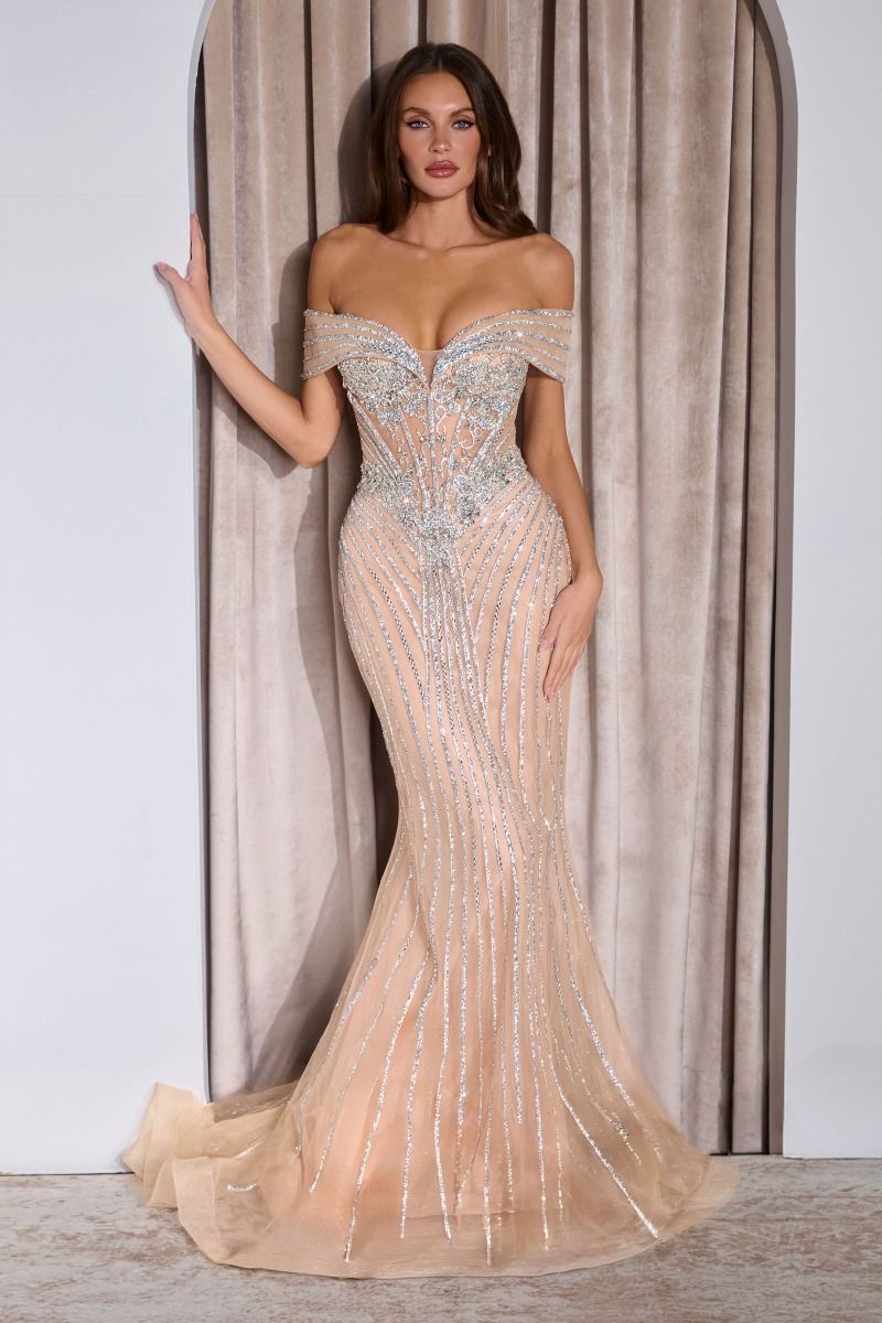 BIANCA GOWN MERMAID BEADED EVENING DRESS