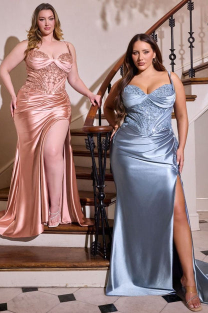 PETRA GOWN STRUCTURED BODICE WITH PLEATED DETAIL