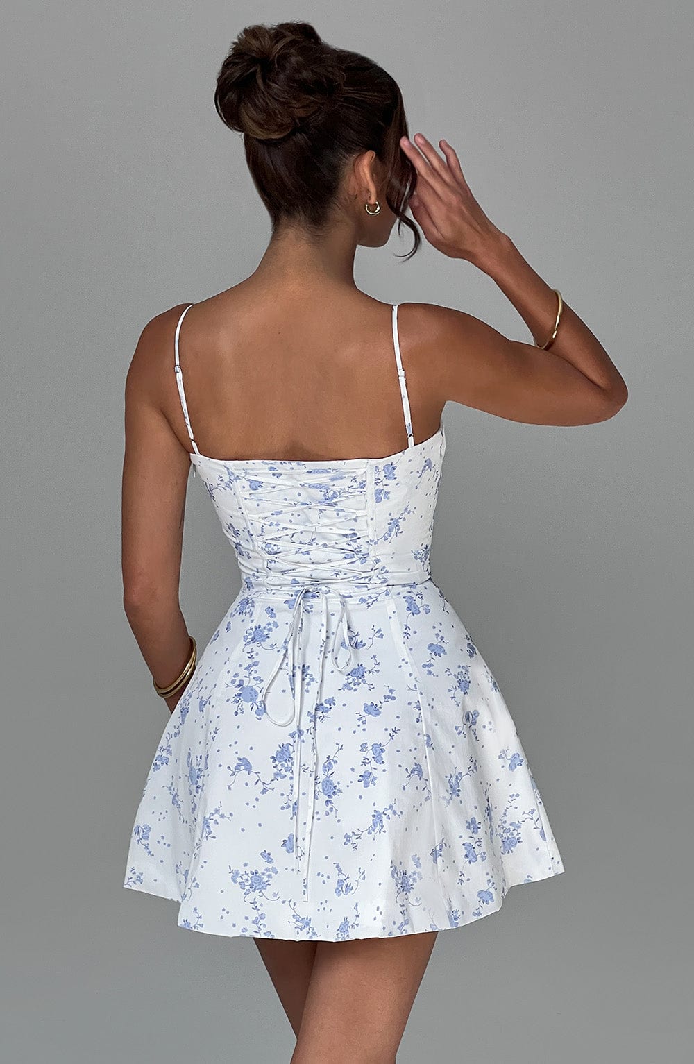 Lacey Mini Dress Blue Ditsy Print