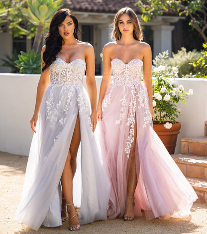 SOLAINE GOWN MAUVE STRAPLESS BUSTIER CORSET A- DRESS
