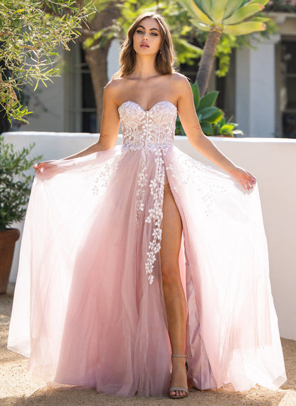 SOLAINE GOWN MAUVE STRAPLESS BUSTIER CORSET A- DRESS