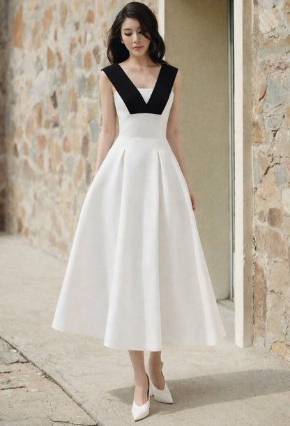 Lana Midi Dress Black/White