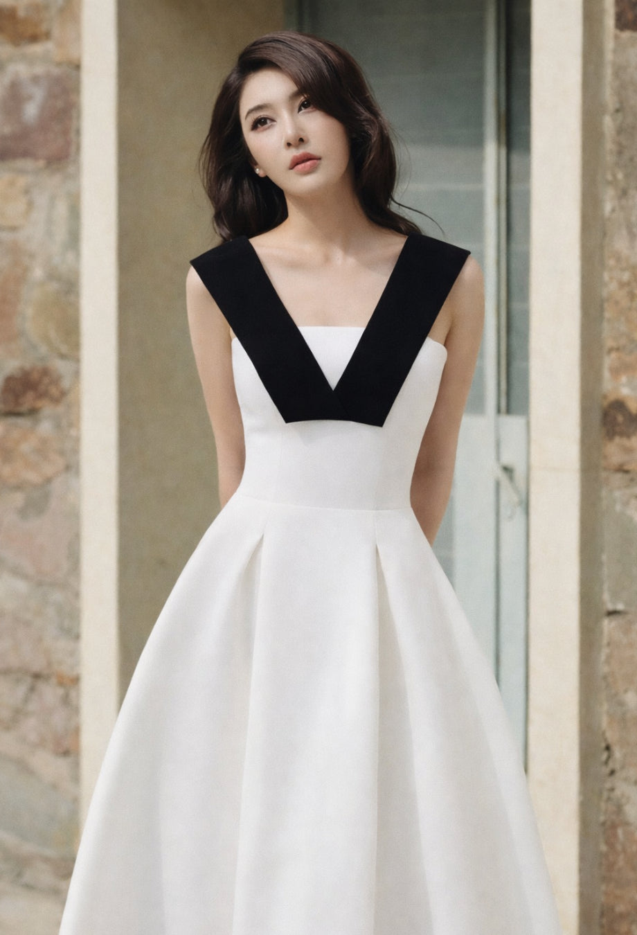 Lana Midi Dress Black/White