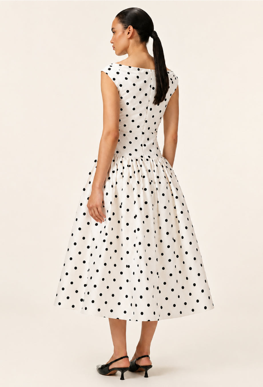 Leilani White Polka Dot Midi Dress Old Money Style Dress