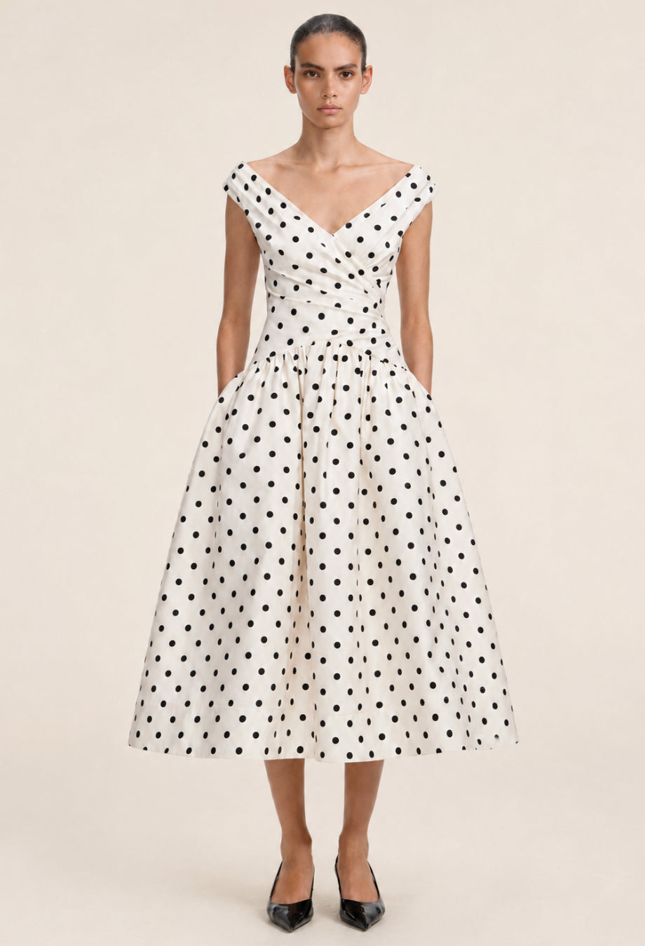 Leilani White Polka Dot Midi Dress Old Money Style Dress