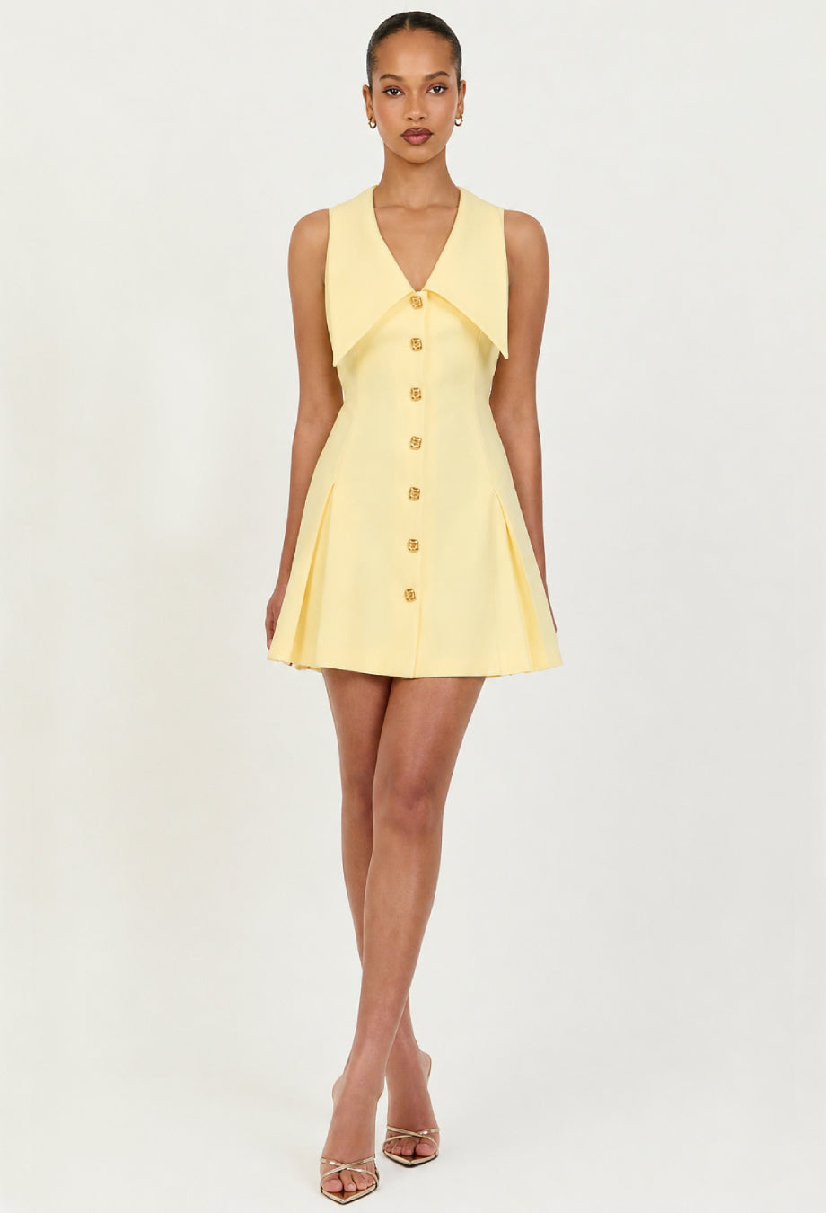 Light Yellow Cinched A- Mini Dress