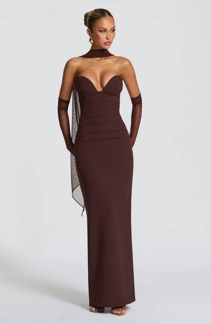 Lindsey Maxi Dress Plum Brown