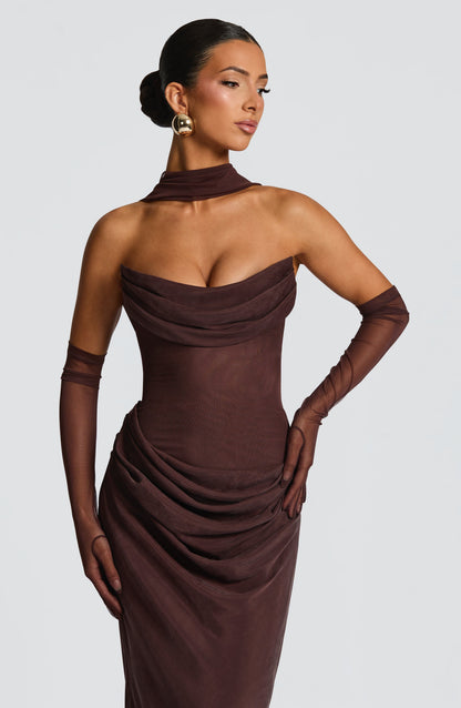 Liora Maxi Dress Plum Brown