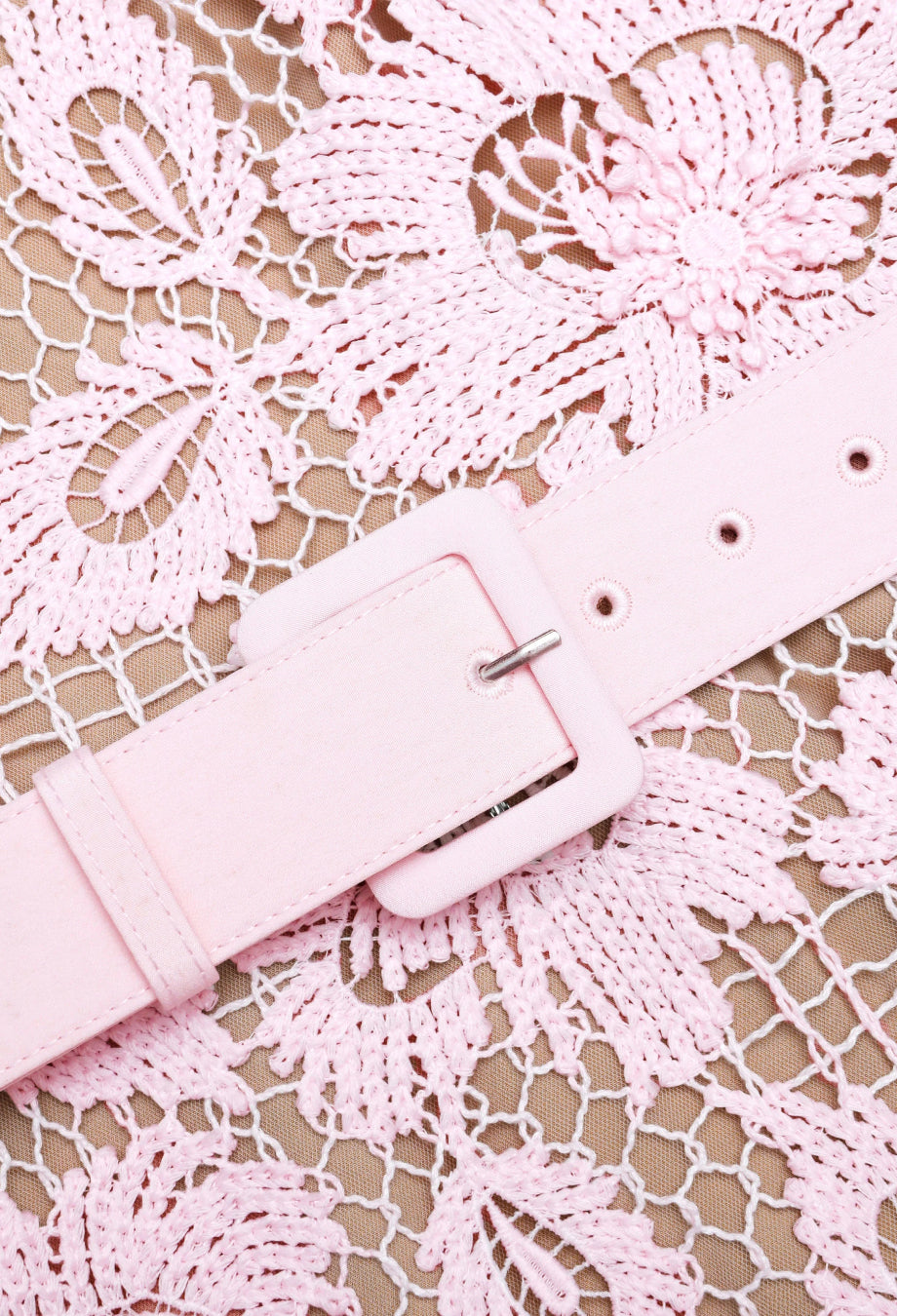 Lolita Pink Crochet Lace Midi Dress