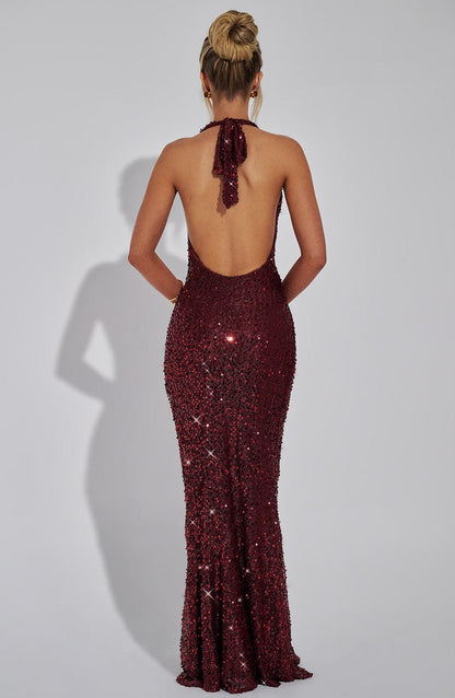 Lorena Maxi Dress Wine Lined