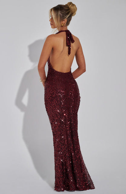 Lorena Maxi Dress Wine Lined
