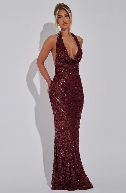Lorena Maxi Dress Wine Lined