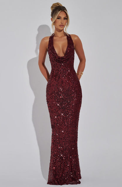 Lorena Maxi Dress Wine Lined