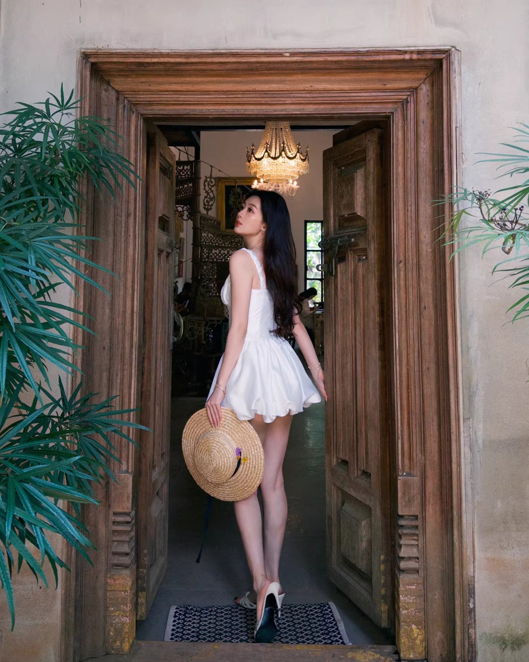 Lotus Bubble Mini Dress White