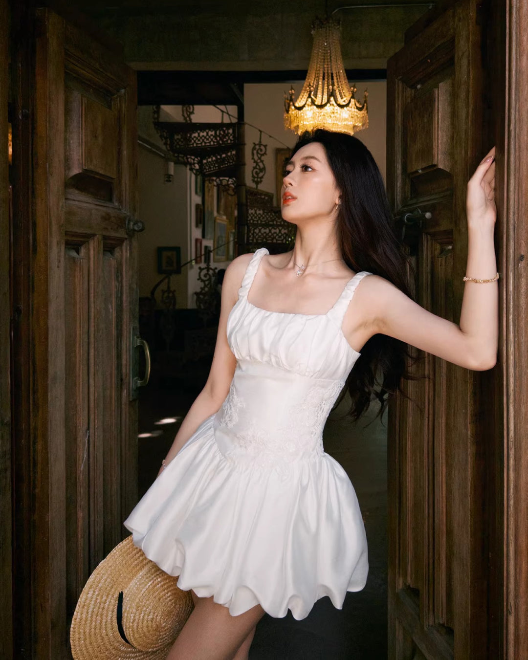 Lotus Bubble Mini Dress White