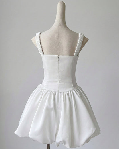 Lotus Bubble Mini Dress White