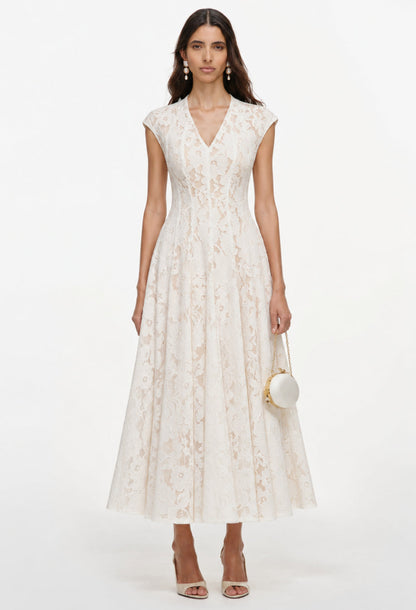 Louise White Lace Midi Dress