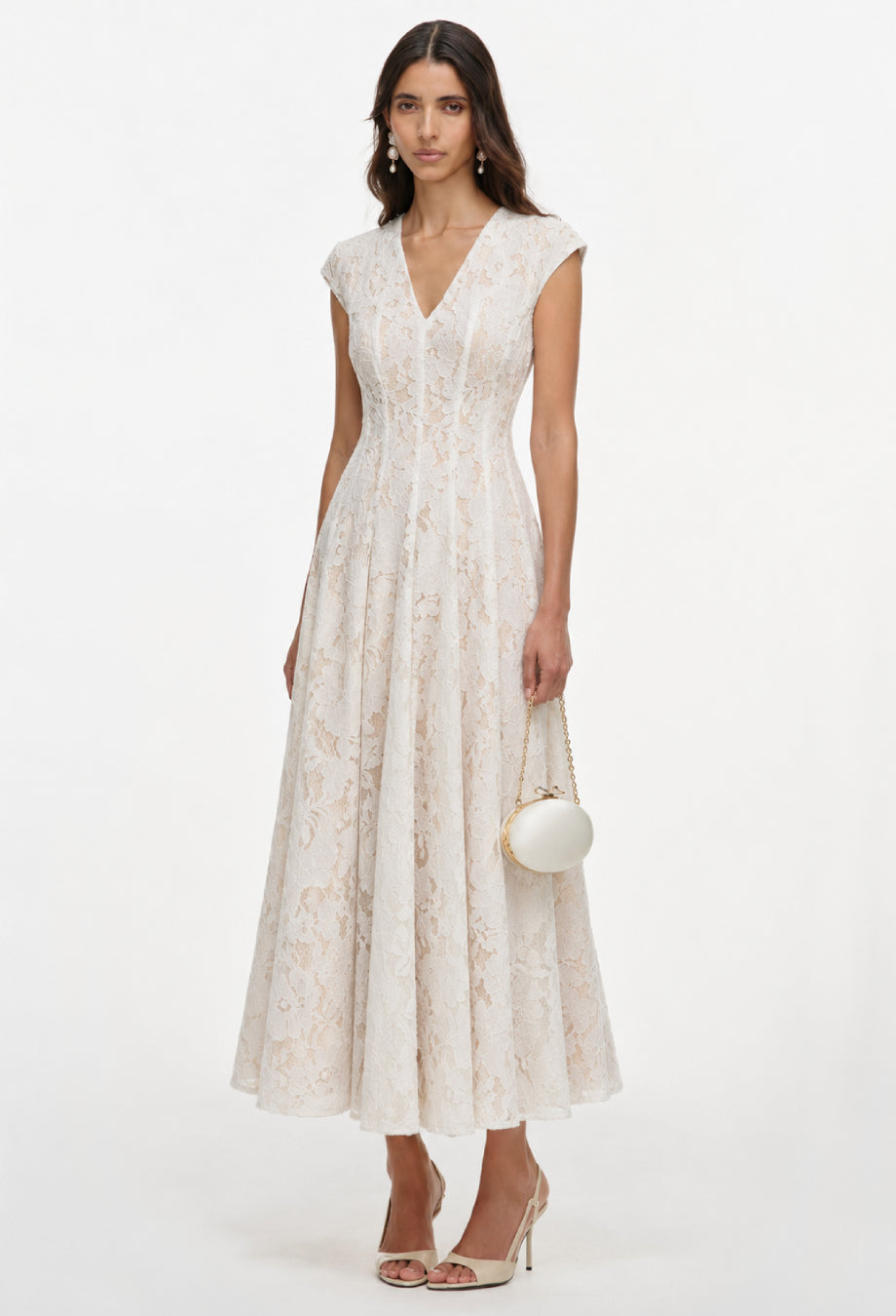 Louise White Lace Midi Dress