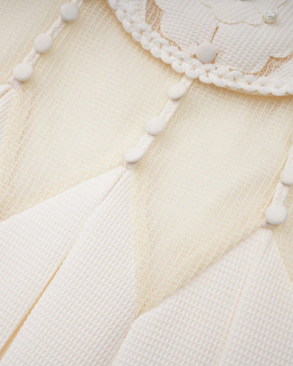 Lucienne 3D Floral Short-Sleeve Mini Dress Ivory