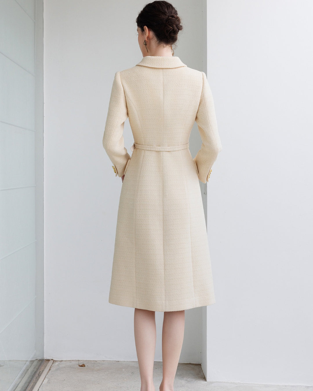 Lulus Long Sleeve Midi Dress Beige