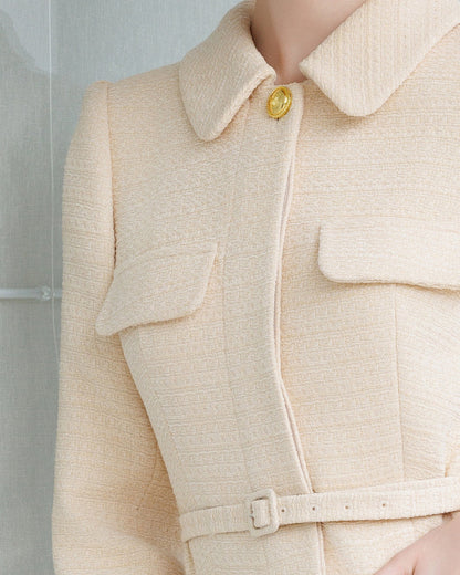 Lulus Long Sleeve Midi Dress Beige