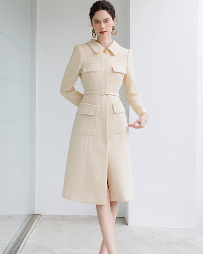 Lulus Long Sleeve Midi Dress Beige