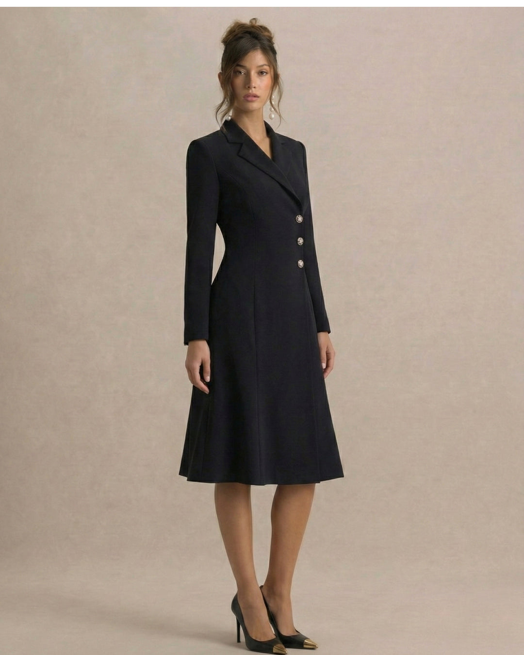 Lysette Long Sleeve Midi Dress Black