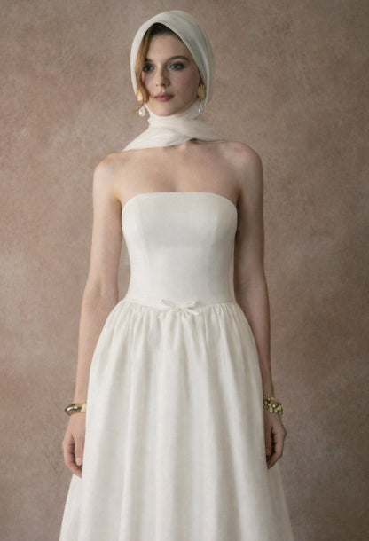 Madeleine Strapless Midi Dress White