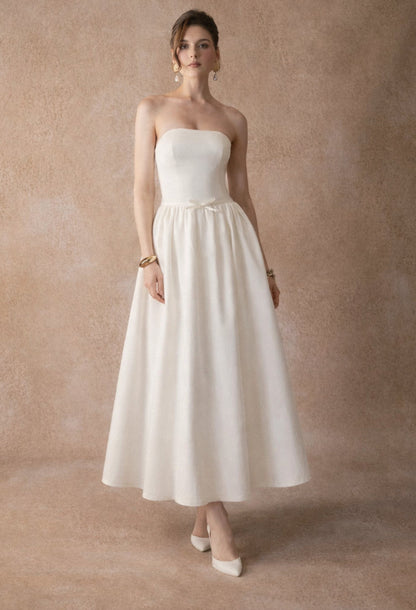 Madeleine Strapless Midi Dress White