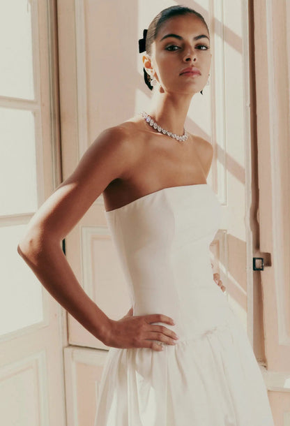 Madeleine Strapless Midi Dress White