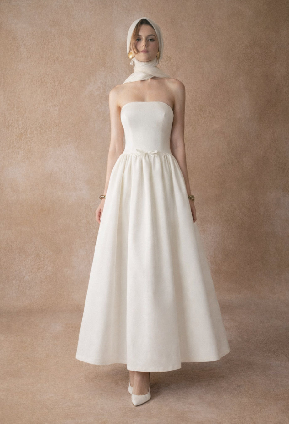 Madeleine Strapless Midi Dress White