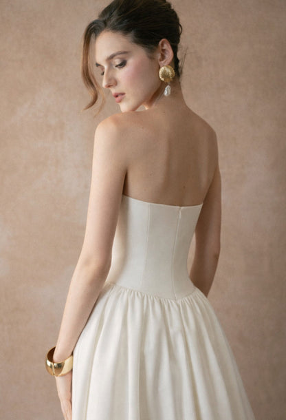 Madeleine Strapless Midi Dress White